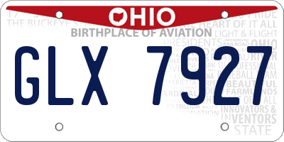 OH license plate GLX7927