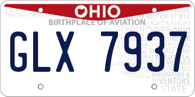 OH license plate GLX7937
