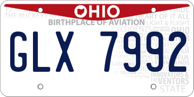 OH license plate GLX7992