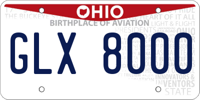 OH license plate GLX8000