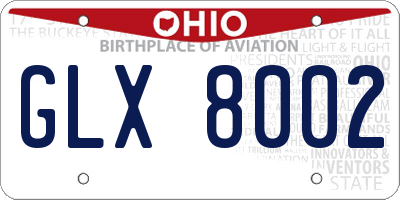 OH license plate GLX8002