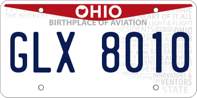 OH license plate GLX8010