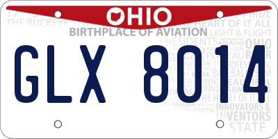 OH license plate GLX8014