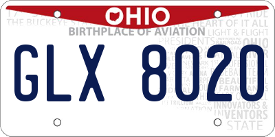 OH license plate GLX8020