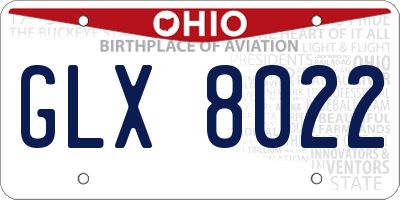 OH license plate GLX8022