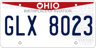 OH license plate GLX8023
