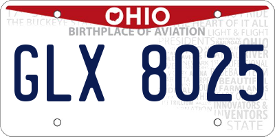 OH license plate GLX8025