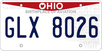 OH license plate GLX8026
