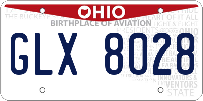 OH license plate GLX8028
