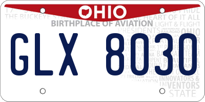 OH license plate GLX8030