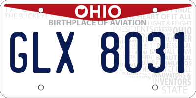 OH license plate GLX8031