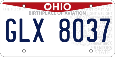 OH license plate GLX8037