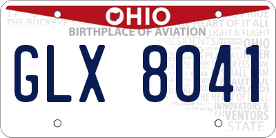 OH license plate GLX8041