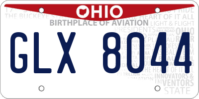 OH license plate GLX8044