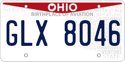 OH license plate GLX8046