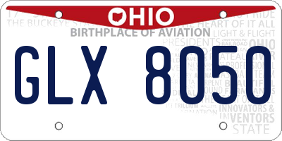 OH license plate GLX8050