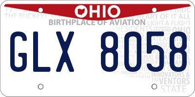 OH license plate GLX8058
