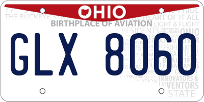 OH license plate GLX8060