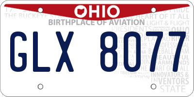 OH license plate GLX8077
