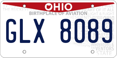 OH license plate GLX8089