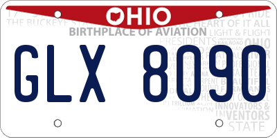 OH license plate GLX8090
