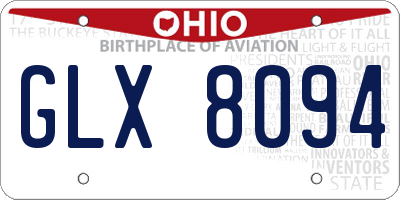 OH license plate GLX8094