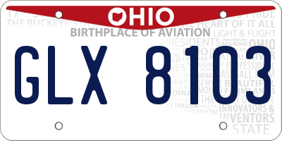 OH license plate GLX8103