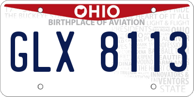 OH license plate GLX8113