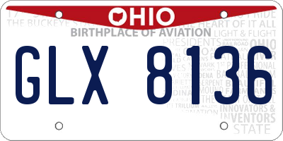 OH license plate GLX8136