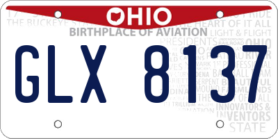 OH license plate GLX8137