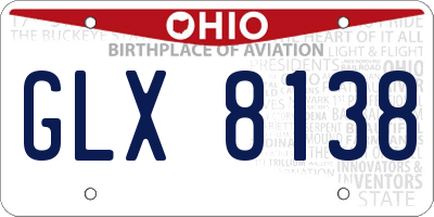 OH license plate GLX8138