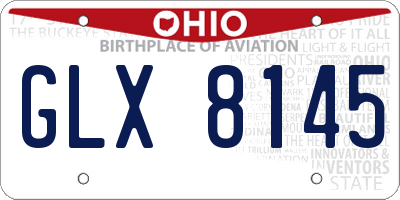 OH license plate GLX8145