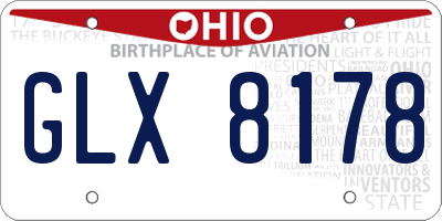 OH license plate GLX8178