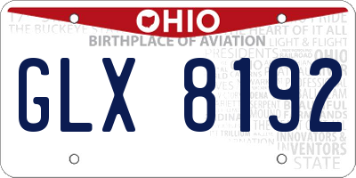 OH license plate GLX8192
