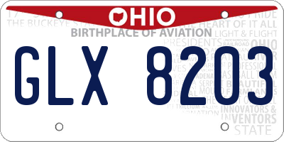 OH license plate GLX8203