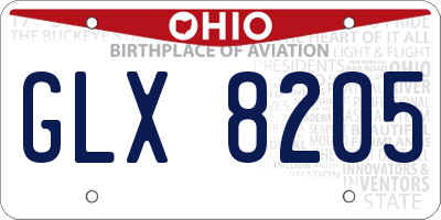 OH license plate GLX8205