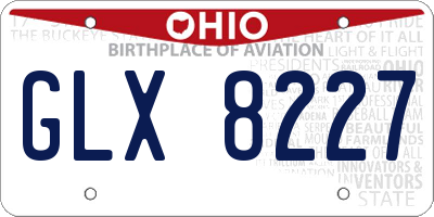 OH license plate GLX8227