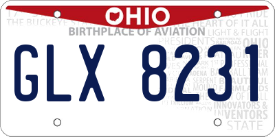 OH license plate GLX8231