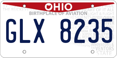 OH license plate GLX8235