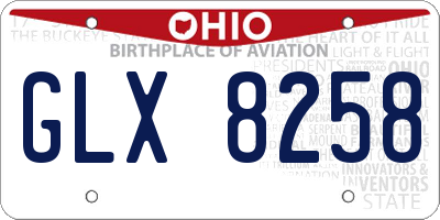 OH license plate GLX8258