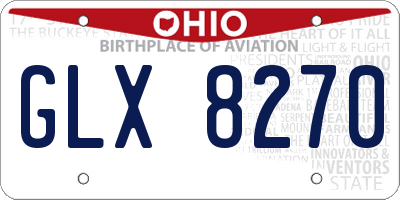 OH license plate GLX8270