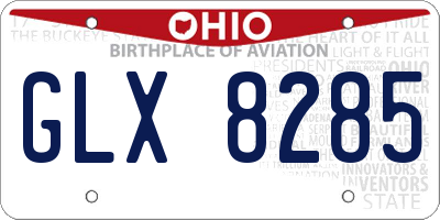 OH license plate GLX8285