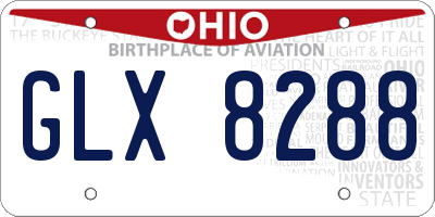 OH license plate GLX8288