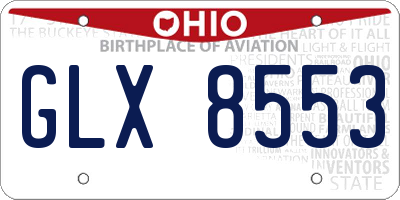 OH license plate GLX8553