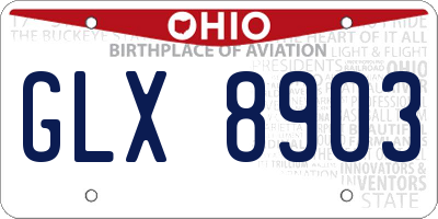 OH license plate GLX8903