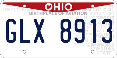 OH license plate GLX8913