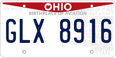 OH license plate GLX8916