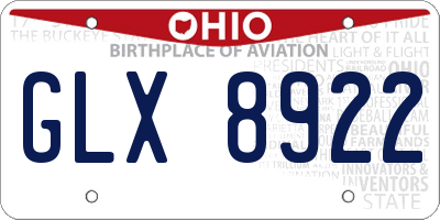 OH license plate GLX8922