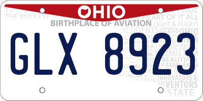 OH license plate GLX8923