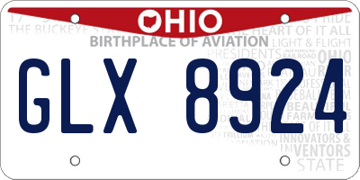 OH license plate GLX8924